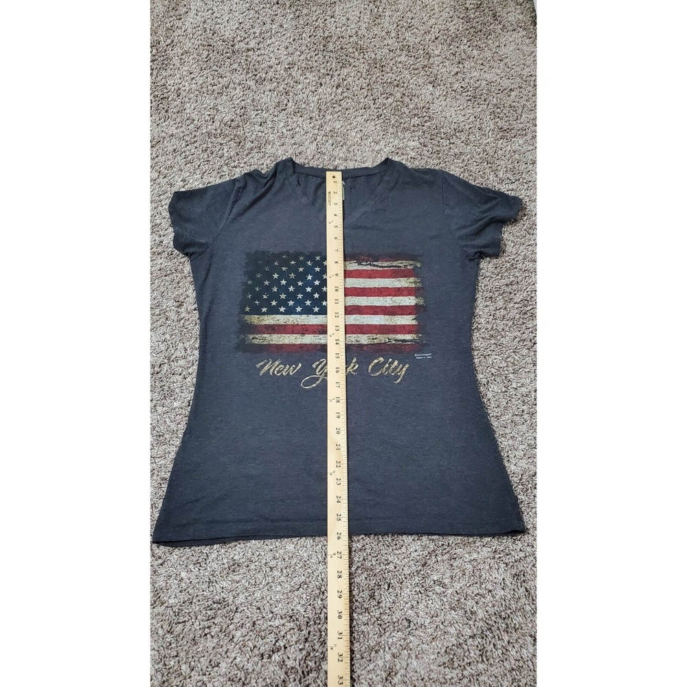 Womens T Shirt Size 2XL Gray Blue Red American Flag New York City Patriotic - Picture 6 of 6